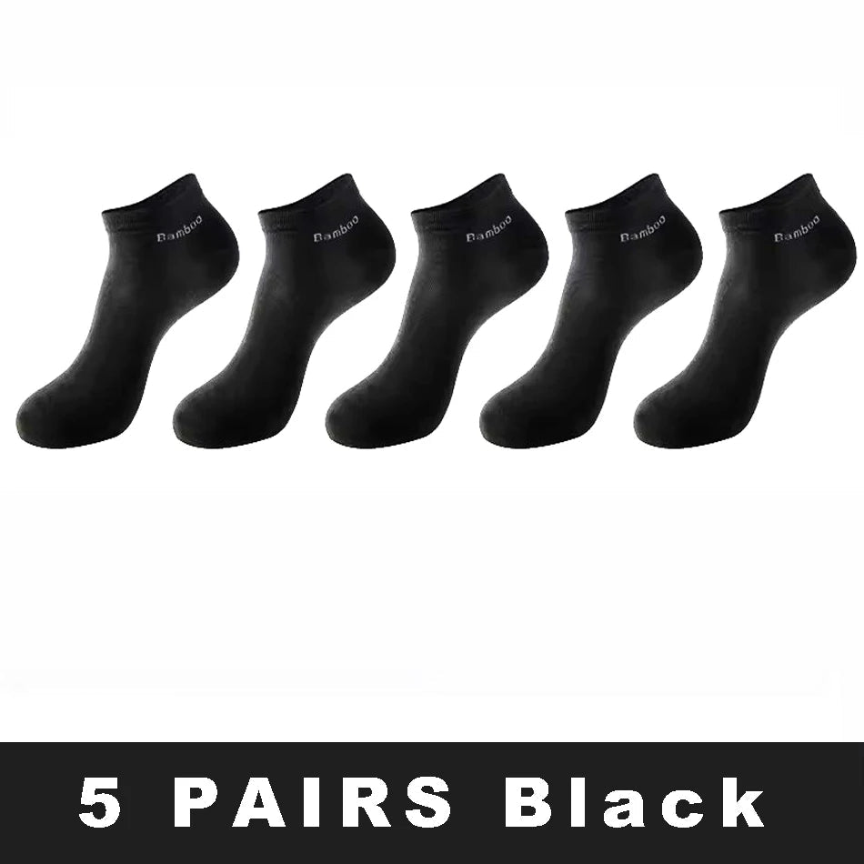 5/10/15 Pairs Men's Bamboo Fiber Socks Short High Quality New Casual Breatheable Anti-Bacterial Man Ankle Socks Men Size 38-45 Quick Pick Grocers