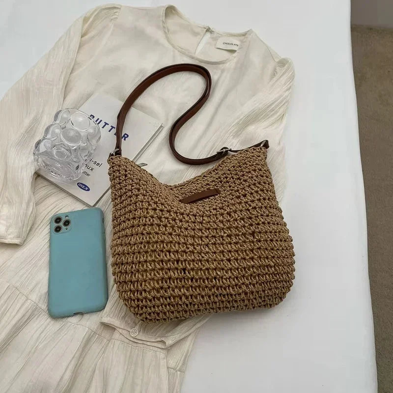 Elegant Light Paper Rope Bag - Bohemian Handmade Style, Hot-Selling Beach/Casual Bag (Crossbody & Shoulder Tote) Quick Pick Grocers