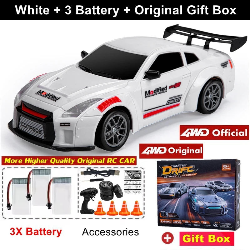 New 4WD Remote Control Drift Car Full Size 1:24 Mini Remote Control Racing Car Model 2.4G Radio High Speed RC Car Boy Toy Gift Econic Blanks