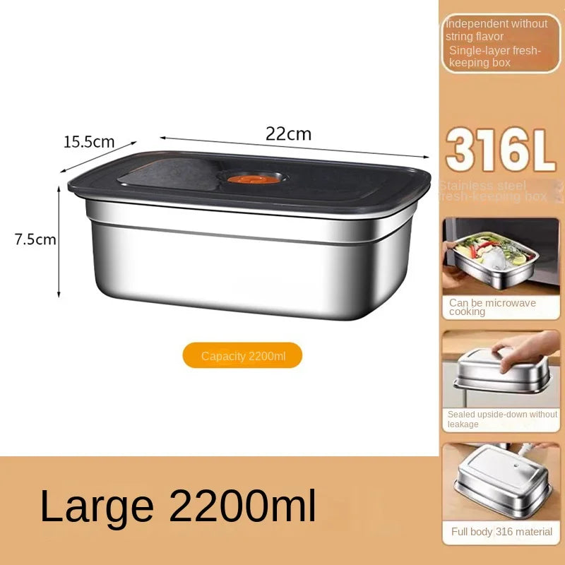 304 Stainless Steel Crisper, Lunch Box, Sealed Leak-proof Bento Box, Refrigerator Freezer Storage Box, Camping Lunch Box Quick Pick Grocers