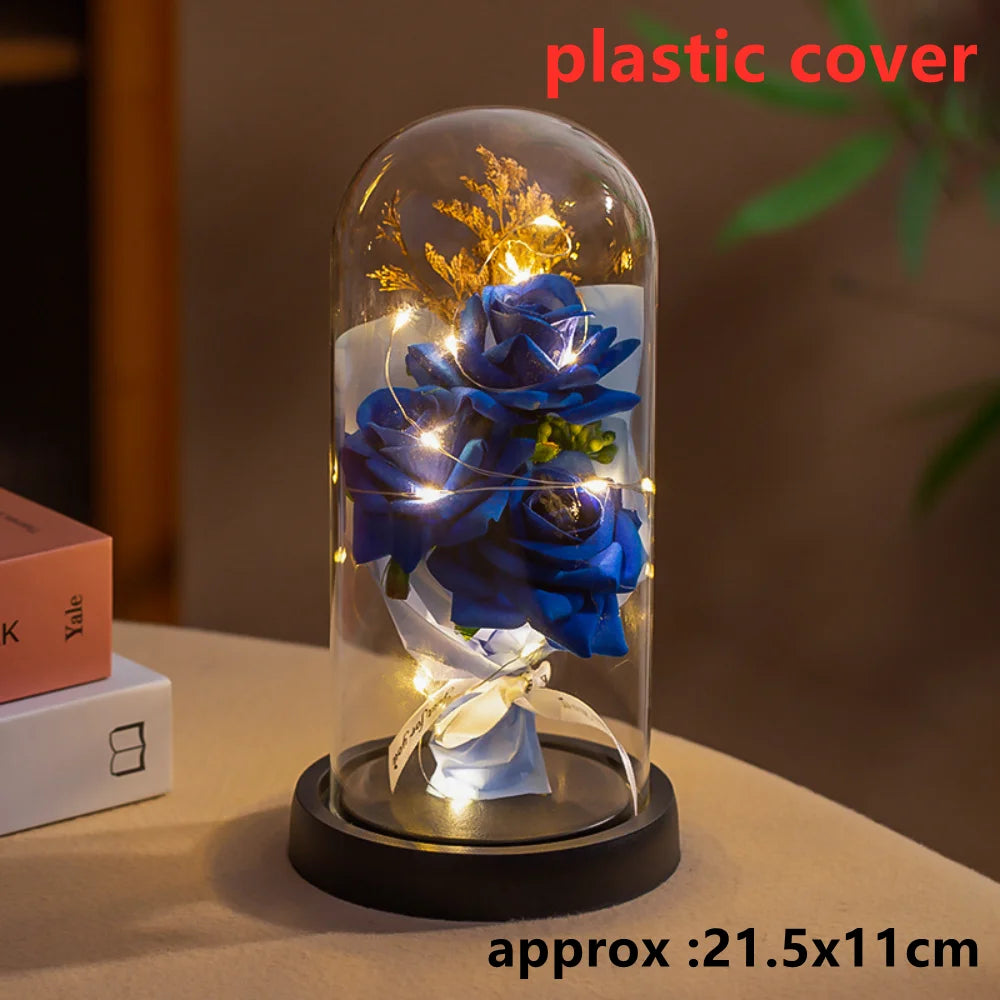 LED Galaxy Three Rose Artificial Flowers, Wedding Decoration, Creative Valentine'S Day and Mother'S Day Gift without Battery 1Pc Quick Pick Grocers