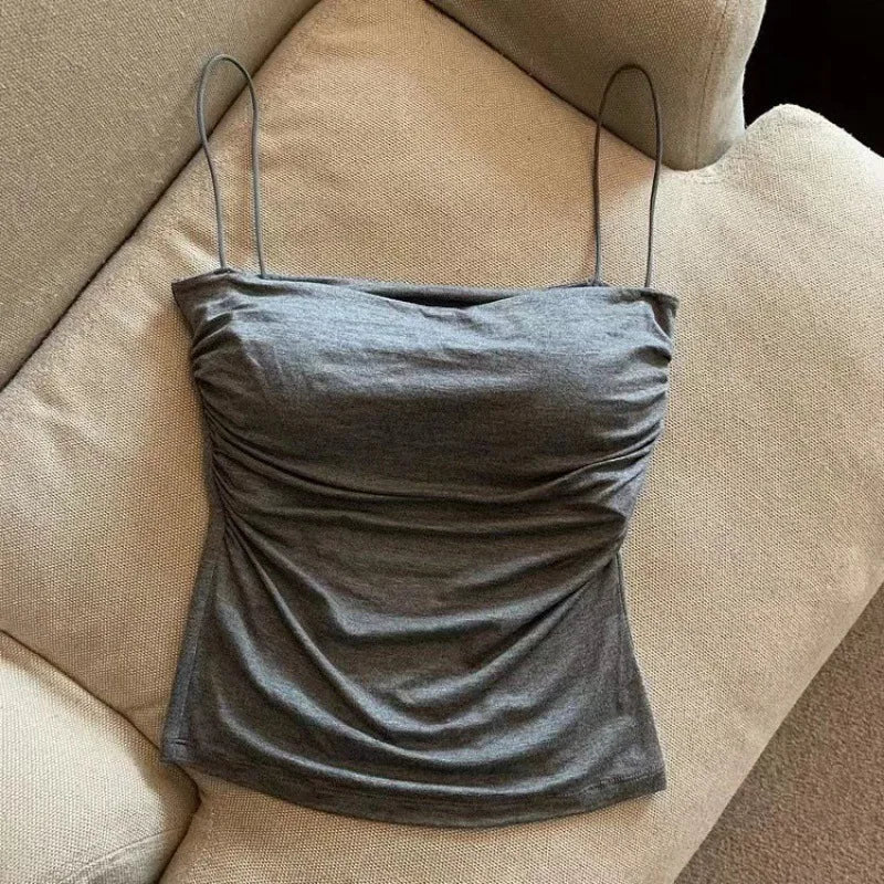 Women's Bra Stretch Women's Beach Everyday Casual Tank Top New Women's Halter Top Summer Korean Style Trend Fashion Built-In Quick Pick Grocers