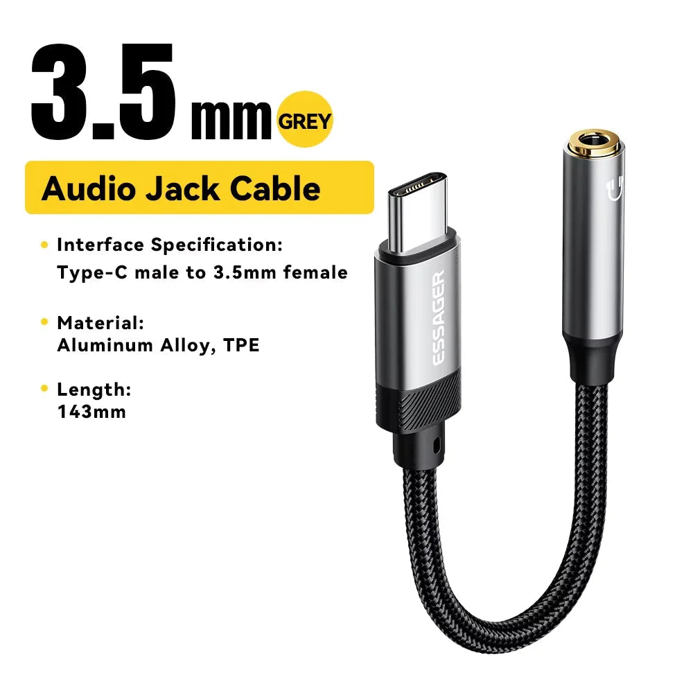 Essager Lightning to 3.5mm jack Audio Adapter Headphone Aux Cable USB Type C to 3.5 Adapter OTG Type C For iphone Xiaomi Oneplus Quick Pick Grocers