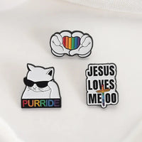 LGBTQ Pride Collect You Are Safe With Me Enamel Pins Rainbow Spaceship UFO Shield Cat Brooches Lapel Badges Jewelry Lover Gifts Quick Pick Grocers