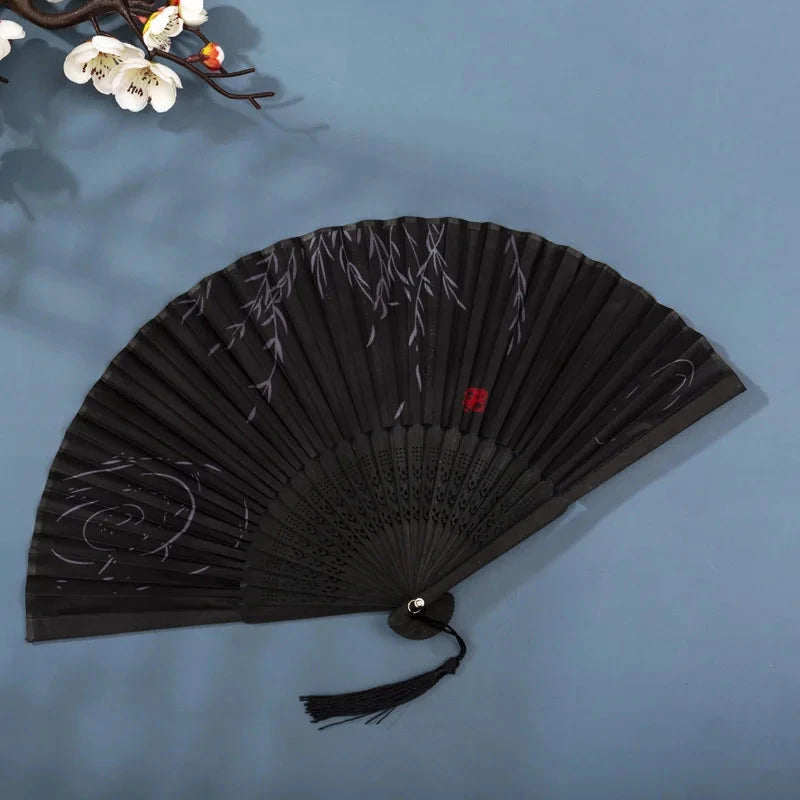 Hand Fan Foldable Silk Fan Noodles Bamboo Fan Bones Halloween Cosplay Prop Christmas Wedding Decoration Party Gifts Art Crafts Econic Blanks