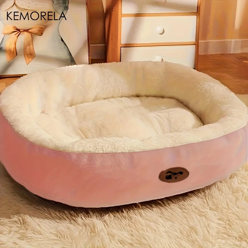 Plush Oval Pet Bed for Dogs and Cats, Thickened achine Washable All-Season Dog Cat Cushion for Small Medium Large Breeds Quick Pick Grocers