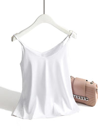 AOSSVIAO 2026 Spaghetti Strap Top Women Halter V Neck Basic White Cami Sleeveless Satin Silk Tank Tops Women'S Summer Camisole Quick Pick Grocers