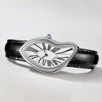 Medieval Retr Watches Alien Watches Melt And Twist Y2k Ladies Men Leather Strap  Advanced Quartz Watch Irregular Case Leather Quick Pick Grocers