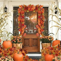 2M Artificial Fall Maple Leaf Garland Fake Plants Autumn Decor Leaves Vine for Thanksgiving Halloween Festivals Wedding Decora Quick Pick Grocers