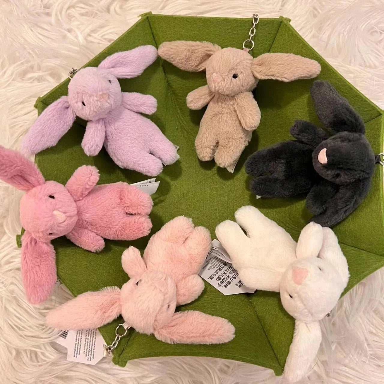 Stuffed Animals Cute Cartoon Rabbit Keychain Love Pompom Trinket Toy Girl Bag Car Keychain Mobile Phone Pendant Jewelry Gift Econic Blanks