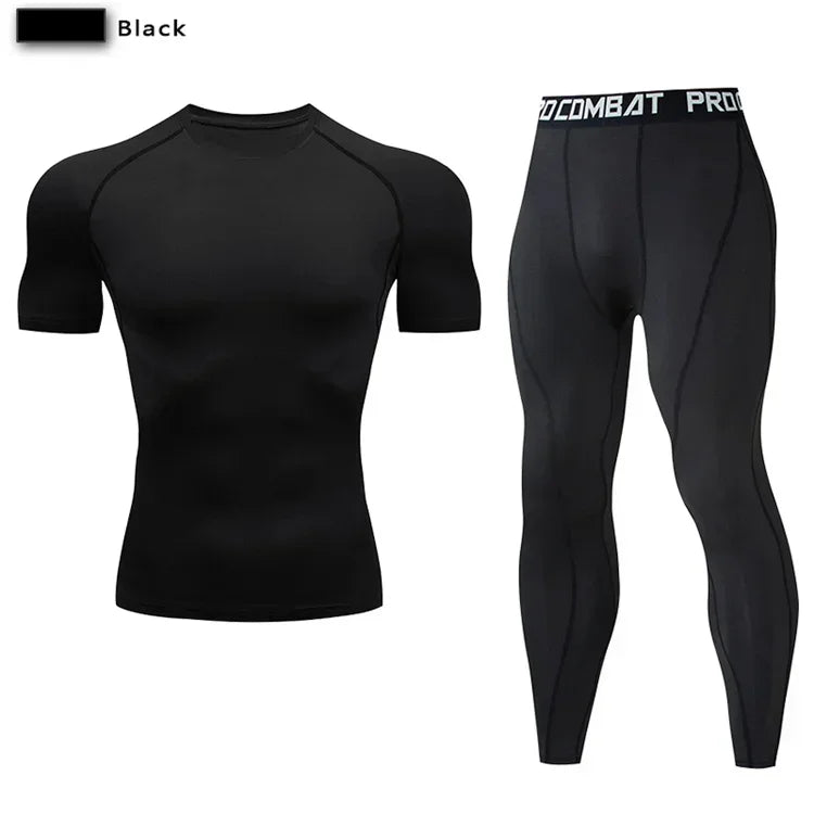 2pcs Men's Compression Sportswear Suit Elastic Training Yoga Sets Workout Jogging Fitness Clothing Tracksuit Pants Sporting Quick Pick Grocers