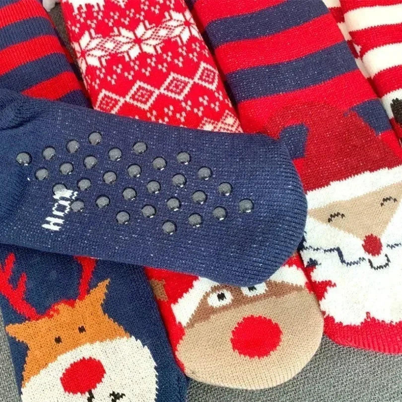 Christmas Gift Slipper Socks Women Thermal Winter Warm Plush Non slip Grip Sleeping Floor Short Sock Fuzzy Fluffy Female Cartoon Quick Pick Grocers