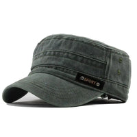 Spring Summer And Autumn Mens New Washable Cotton Flat Top Sun Proof Military Cap Quick Pick Grocers