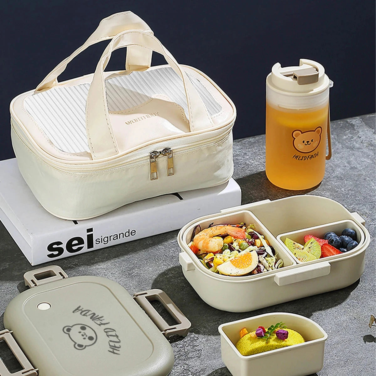 WORTHBUY Removable 3-Compartment Lunch Box 800ml Portable Plastic Bento Box Microwave School Student Kid Sealed Food Container Econic Blanks