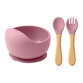 Mamaplan 3PCS Baby Silicone Feeding Set Toddler Suction Bowl Feeding Training Spoon Fork Baby Dishes Plate Baby Accessories Purest Peak