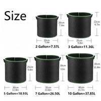 Vegetable/Flower/Plant Grow Bags 2/3/5/7/10 Gallon Thickened Non-Woven Grow Bags Aeration Fabric Pots with Handles Flower Pot Quick Pick Grocers