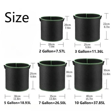 Vegetable/Flower/Plant Grow Bags 2/3/5/7/10 Gallon Thickened Non-Woven Grow Bags Aeration Fabric Pots with Handles Flower Pot Quick Pick Grocers
