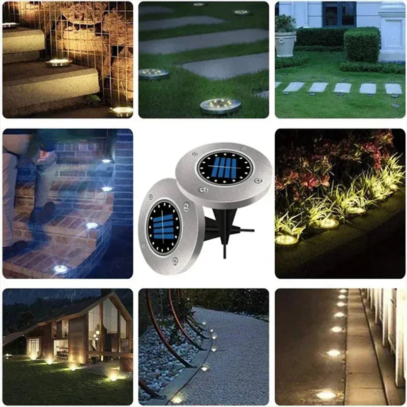 1/4/8Pcs Solar Lights Outdoor 8/20LEDs Disk Underground Lamp Spotlight Buried Solar Light for Home Garden Lawn Yard Decoration Quick Pick Grocers