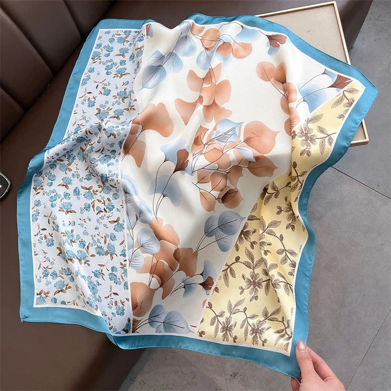 2025 Silk Shawl Print Headscarf Cat Hair Wrap Neckerchief Female Satin Square Scarf For Women Headband Foulard Hijab Bandana Quick Pick Grocers