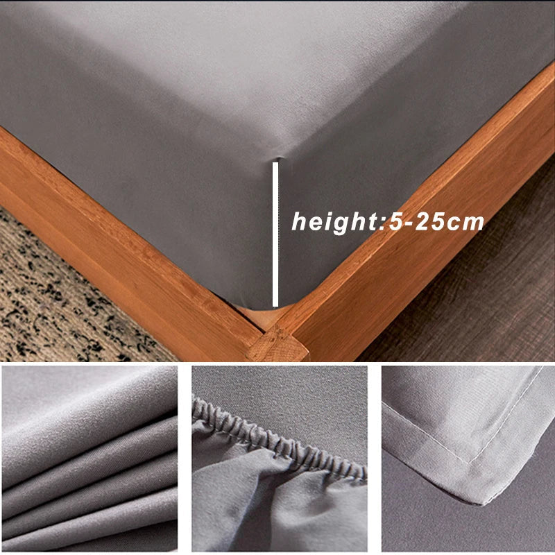 Cotton Fitted Sheet with Elastic Bands Non Slip Adjustable Mattress Covers for Single Double King Queen Bed,140/160/200cm Quick Pick Grocers
