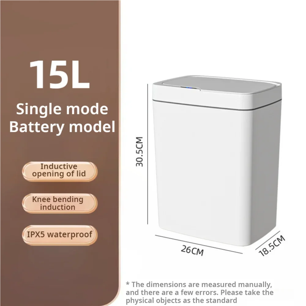 Smart Bathroom Trash Can Automatic Bagging Electronic Trash Can White Touchless Narrow Smart Sensor Garbage Bin Smart Home 15L Econic Blanks