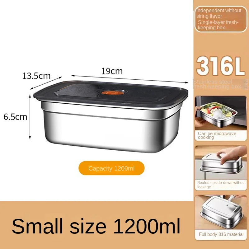 304 Stainless Steel Crisper, Lunch Box, Sealed Leak-proof Bento Box, Refrigerator Freezer Storage Box, Camping Lunch Box Quick Pick Grocers