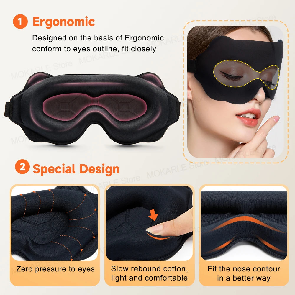 3D Sleeping Mask Block Out Light Sleep Mask For Eyes Soft Sleeping Aid Eye Mask for Travel Eyeshade Night Breathable Slaapmasker Quick Pick Grocers
