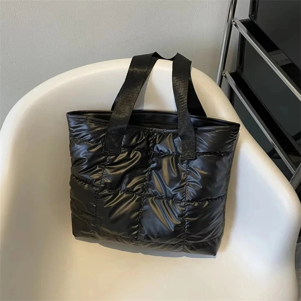 Fashion Ladies Tote Handbags Large Capacity Cotton Padded Shopping Bag Rhombus Portable Handbag Quilted Solid for Leisure Travel Econic Blanks
