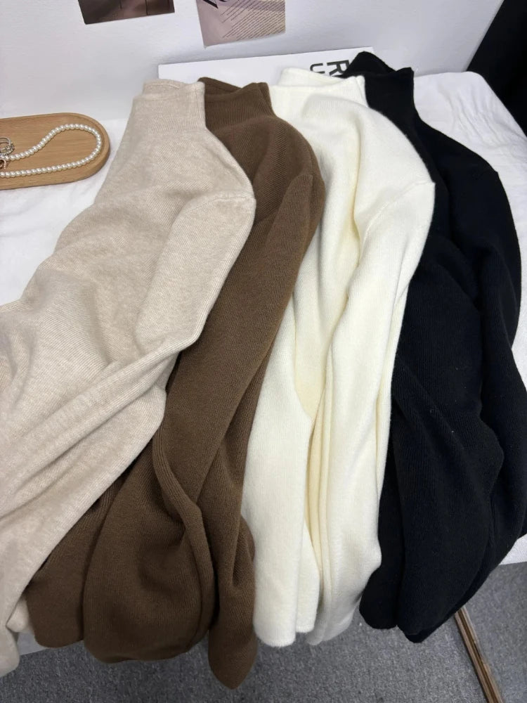 Women's Casual Vintage Knitted Long Sleeve Pullovers 2026 Autumn Winter Fashion Turtleneck Ladies Solid Sweater Woman clothing Quick Pick Grocers
