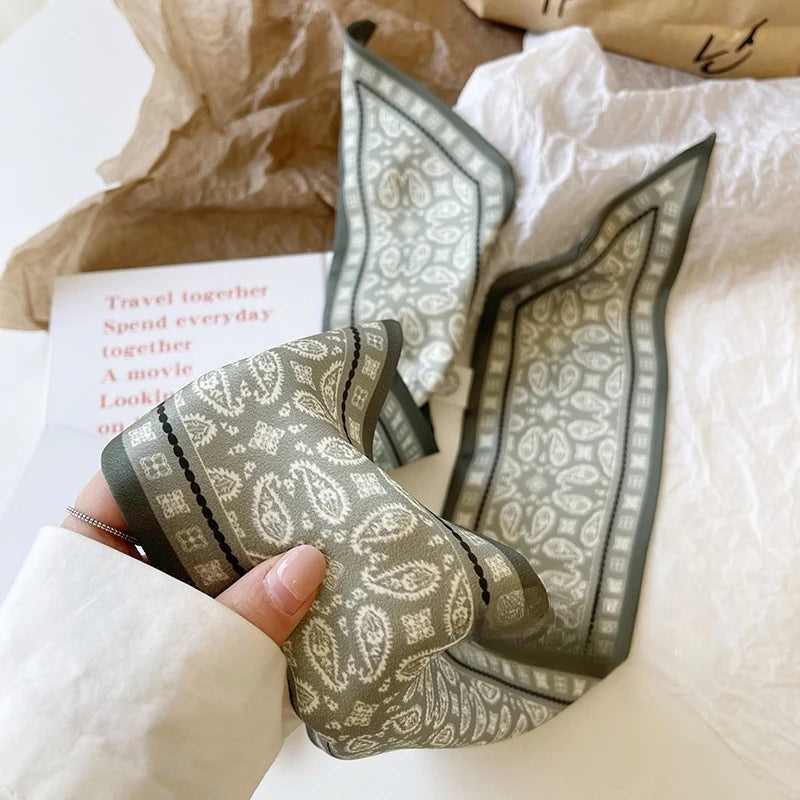 Cashew flower silk scarf, double-sided printed headband, ins decoration, versatile triangle scarf accessories Quick Pick Grocers