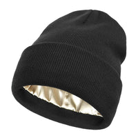 Unisex Satin Lined Beanie Hat For Women Winter Silk Lining Slouchy Warm Cuffed Skullies 2Layer Hair Cover Sleep Cap Quick Pick Grocers