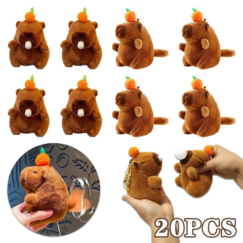 1-20PCS Plush Persimmon Wagging Tail Capybara Key Pendant Cute Plush Keychain Plush Doll Toy Schoolbag Pendant Gift Pendant Econic Blanks