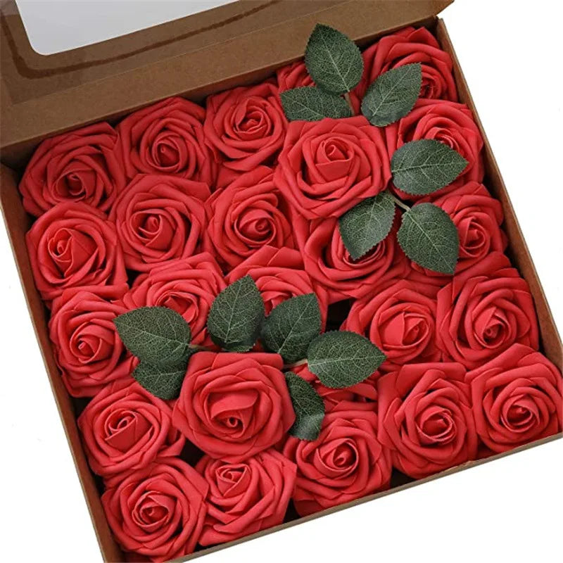 10~100pcs Rose Artificial Flowers Foam Fake Roses Wedding Bouquets Centerpieces Mothers Day Valentines Gifts Party Decoration Quick Pick Grocers