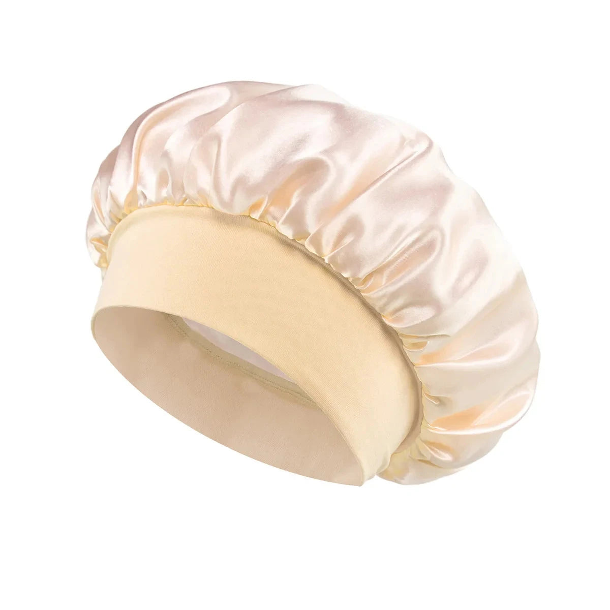 1PC Women's Satin Solid Bonnets Wide-brimmed Night Sleeping Bathing Hat Unisex Head Wrap Elastic Band Cap Hair Care Bonnet. Econic Blanks