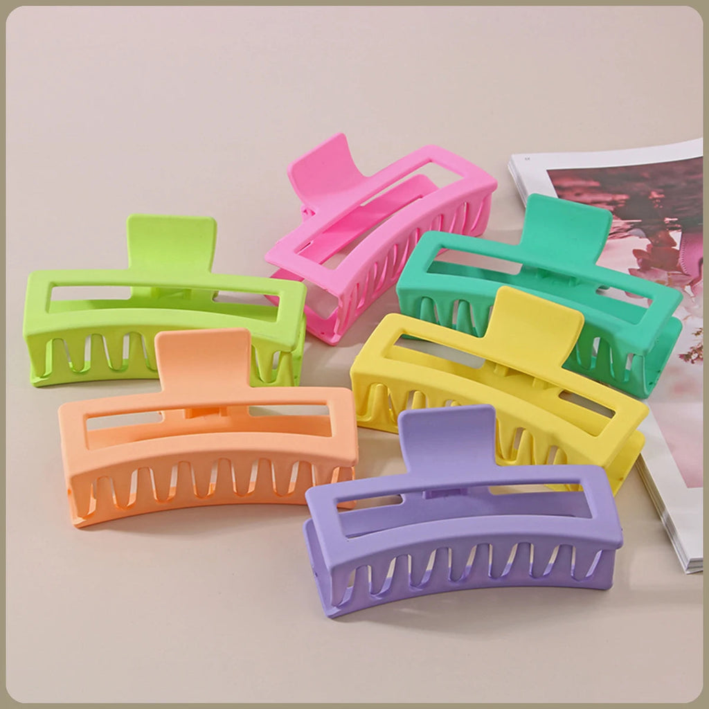 Fashion 13CM Oversized Solid Color Square Frosted Hair Shark Clip Headdress Hair Accessories Suitable For Women Girls Thick Hair Quick Pick Grocers