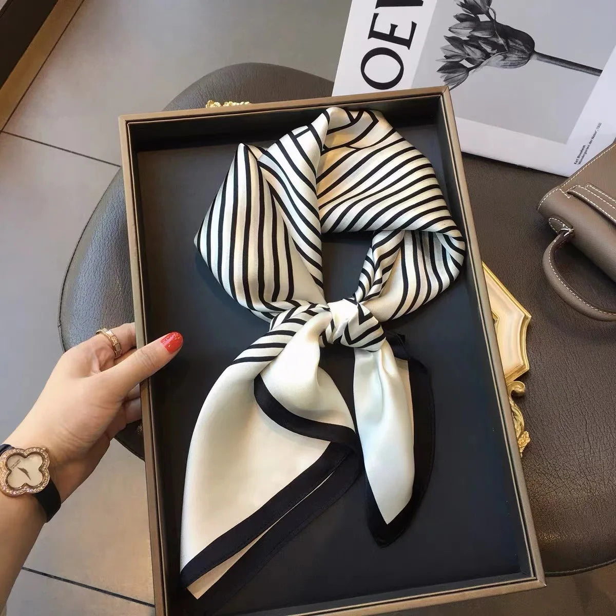 Fashion Luxury Brand 70cm Silk Square Scarf Women Satin Neck Tie Female Hair Bandana Headkerchief Shawl Wrap Hijab Echarpe Quick Pick Grocers