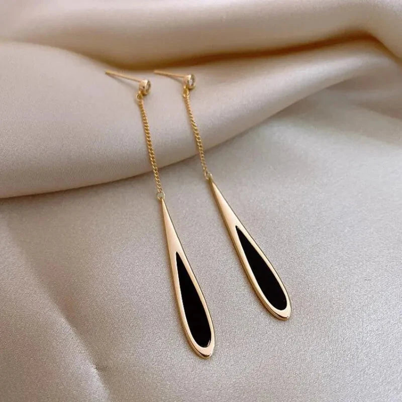 Simple Geometric Square Drop Earring For Women Korean Fashion Gold-color Line Long Tassel Dangle Earrings Party Jewelry Gift Econic Blanks