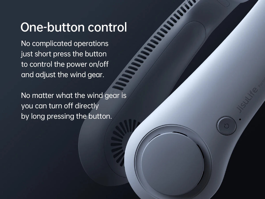 JISULIFE Portable Neck Fan Upgraded, 5000mAh Battery, Necksupport, 5 Speeds Gears Adjustment, Outdoor Wearable Hands-Free Fan Quick Pick Grocers