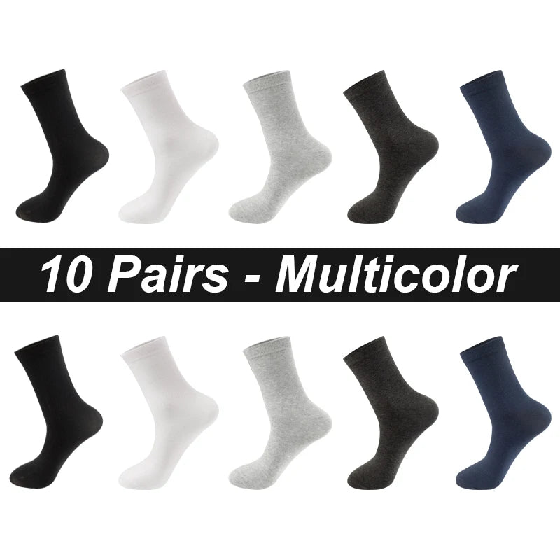 10Pairs/Lot Men Combed Cotton Socks Black Casual Business Breathable High Quality Man Sock New For Male Plus Size EU38-48 Quick Pick Grocers