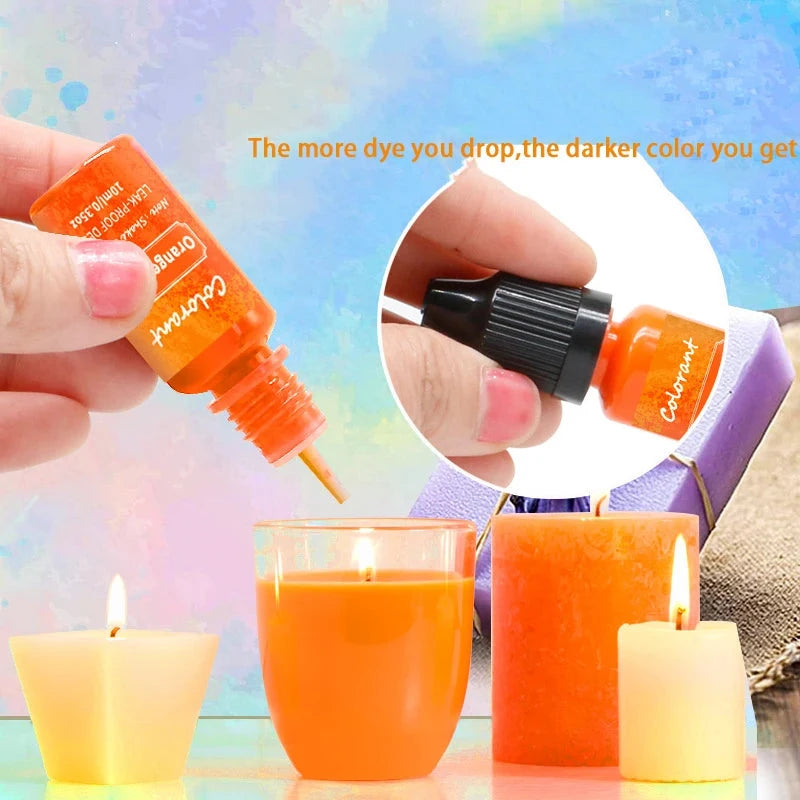 Candle Dyes Kit Liquid Colorant Pigment Set DIY Candle Making Supplies Aromatherapy Soap Soy Wax Dye Candle Mold Coloring Econic Blanks