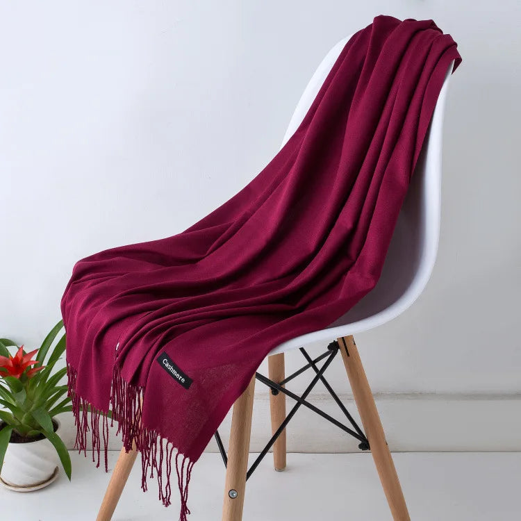 Fashion Solid Scarf Women Cashmere Soft Winter Warm Scarves Hijab Female Long Headband Shawl Wraps Bandana Foulard 2022 Echarpe Quick Pick Grocers