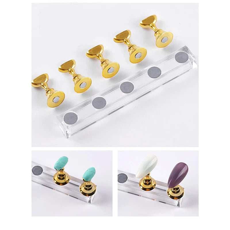 5/30pcs/Set Magnetic Nail Holder False Nail Tip Practice Stand Crystal Base Holder Nail Art Display For Art Salon DIY & Practice Econic Blanks