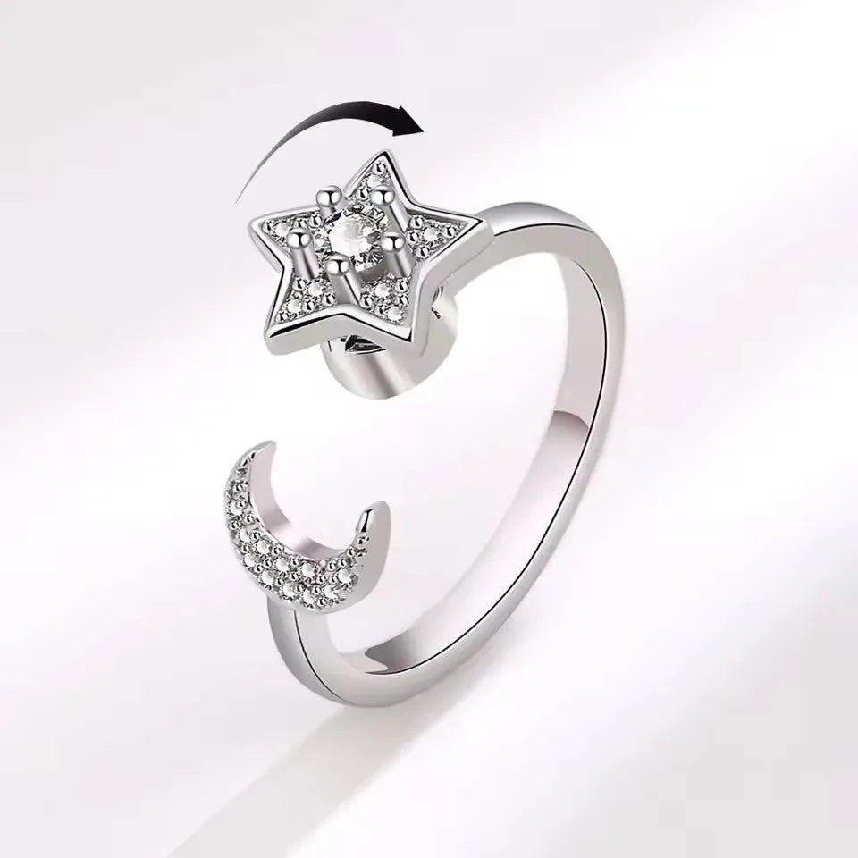VENTFILLE 925 Sterling Silver Sunflower Diamond Zircon Rotatable Ring For Women Gift Relieve Stress Ring Jewelry Wholesale Quick Pick Grocers