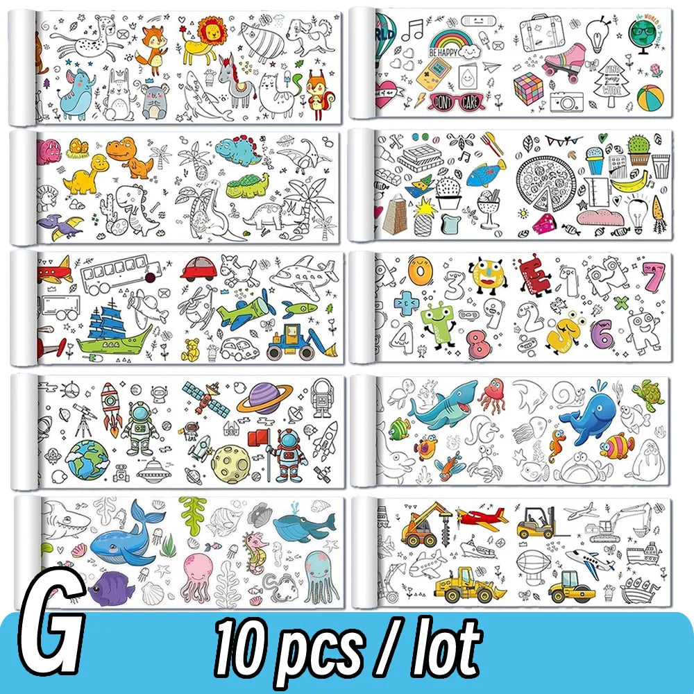 90cm Animal Canvas Children's Drawing Roll DIY Coloring Paper Roll Color Filling Graffiti Paper-cut Painting Educational School Quick Pick Grocers