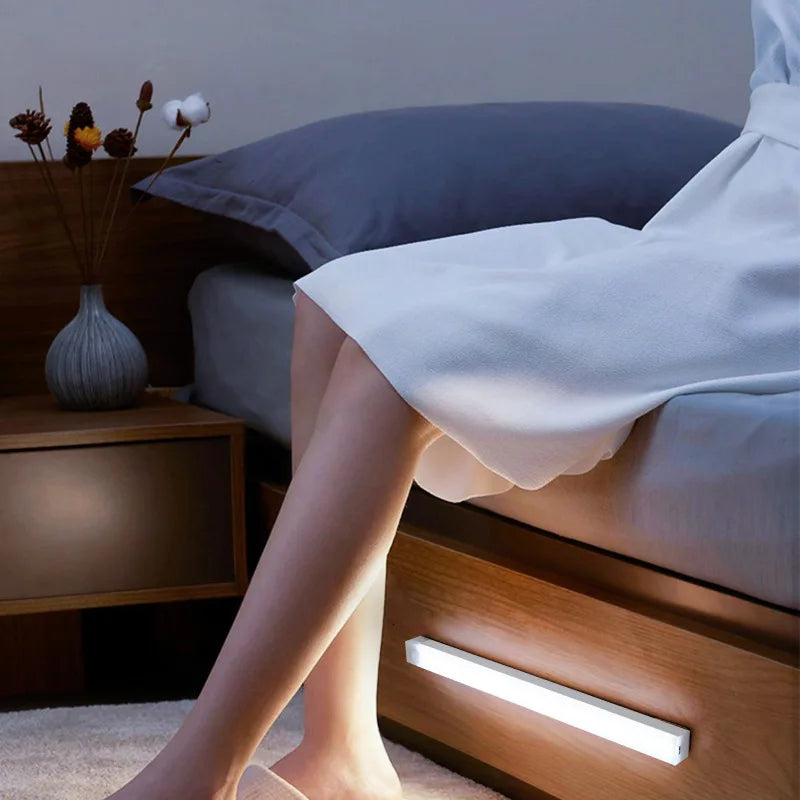 Wireless USB Rechargeable Motion Sensor LED Bar Light Induction Night Light Portable Cordless Magnetic Cabinet Lamp for Kitchen Quick Pick Grocers