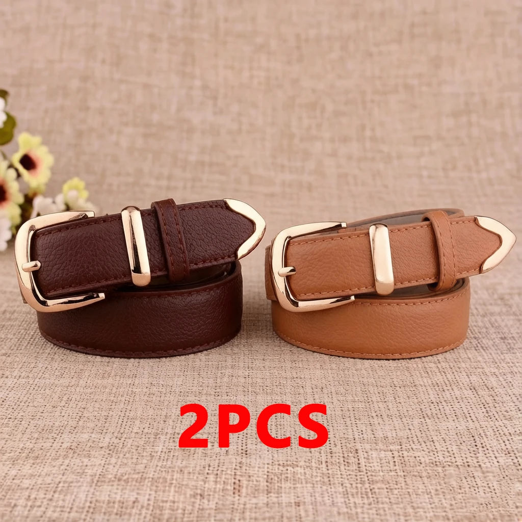 Fashion Women Genuine Leather Belts High Quality Gold Buckle Best Matching Dress Jeans Belts for Lady LB2146 Quick Pick Grocers