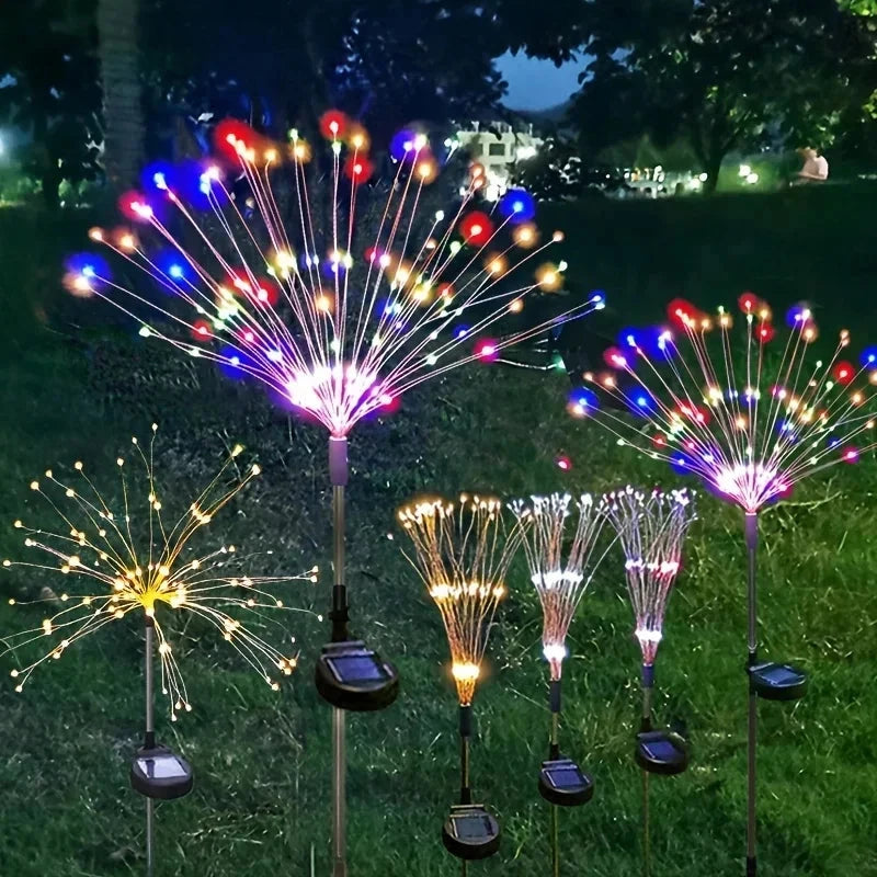 NEW 200LEDs Solar Fireworks Lights Outdoor Waterproof Solar Garden Lights 8 Lighting Modes With Remote Control Decorations Light Econic Blanks