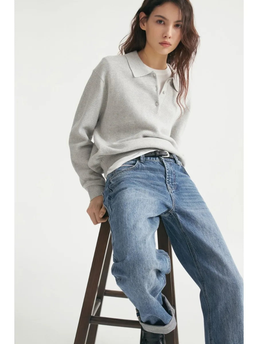 Hirsionsan Winter Thick Women Knitted Suits Soft 2 Pieces soft Female Sets Polo Neck Sweater & Wide Leg Pants Knitted Outfit Quick Pick Grocers