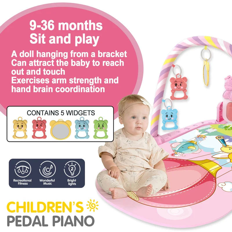 Baby Fitness Stand Music Play Gym Activity Toys Newborn Piano Crawling Blanket Pedal Game Pad Early Education 0-36 Months Gifts Purest Peak