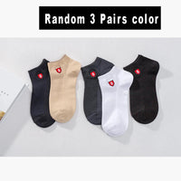 3/5Pairs High Quality Bamboo Fiber Men‘s And Women Socks Embroidery Boat Ankle Socks Men Gifts Spring Summer Socks Quick Pick Grocers
